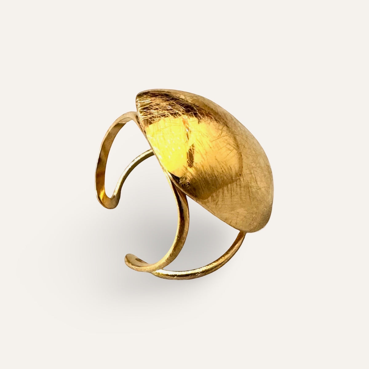 Time4Me gold-toned adjustable ring with a brushed, domed surface made of durable stainless steel.