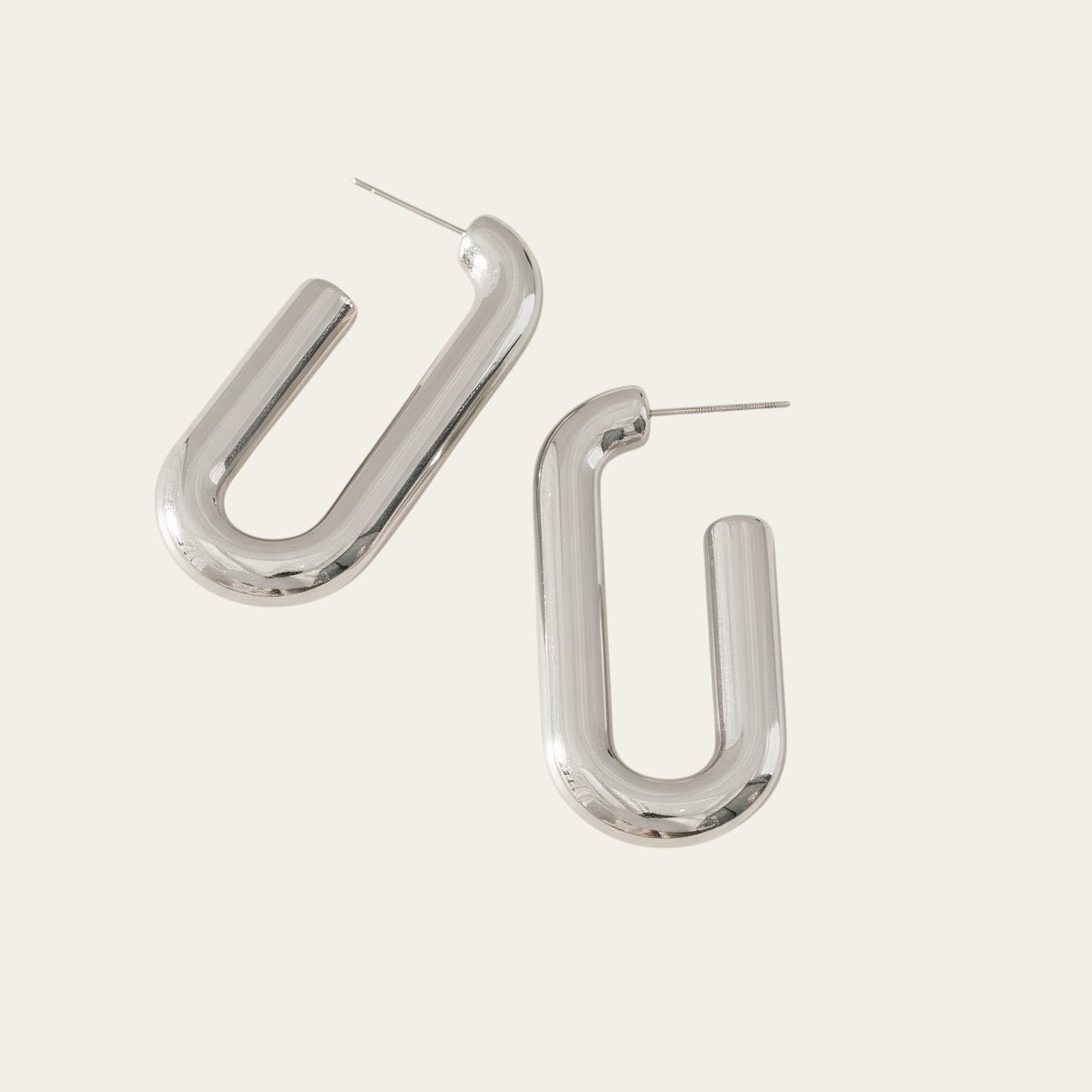 Time4Me silver geometric hoop earrings made of durable stainless steel with a polished finish