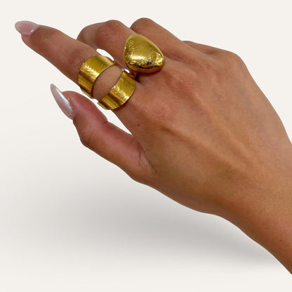 Time4Me adjustable gold-toned stainless steel ring with a brushed finish worn on a finger