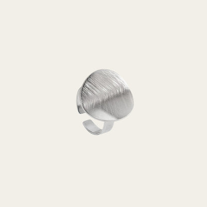 Time4Me adjustable silver stainless steel ring featuring a modern brushed disc design
