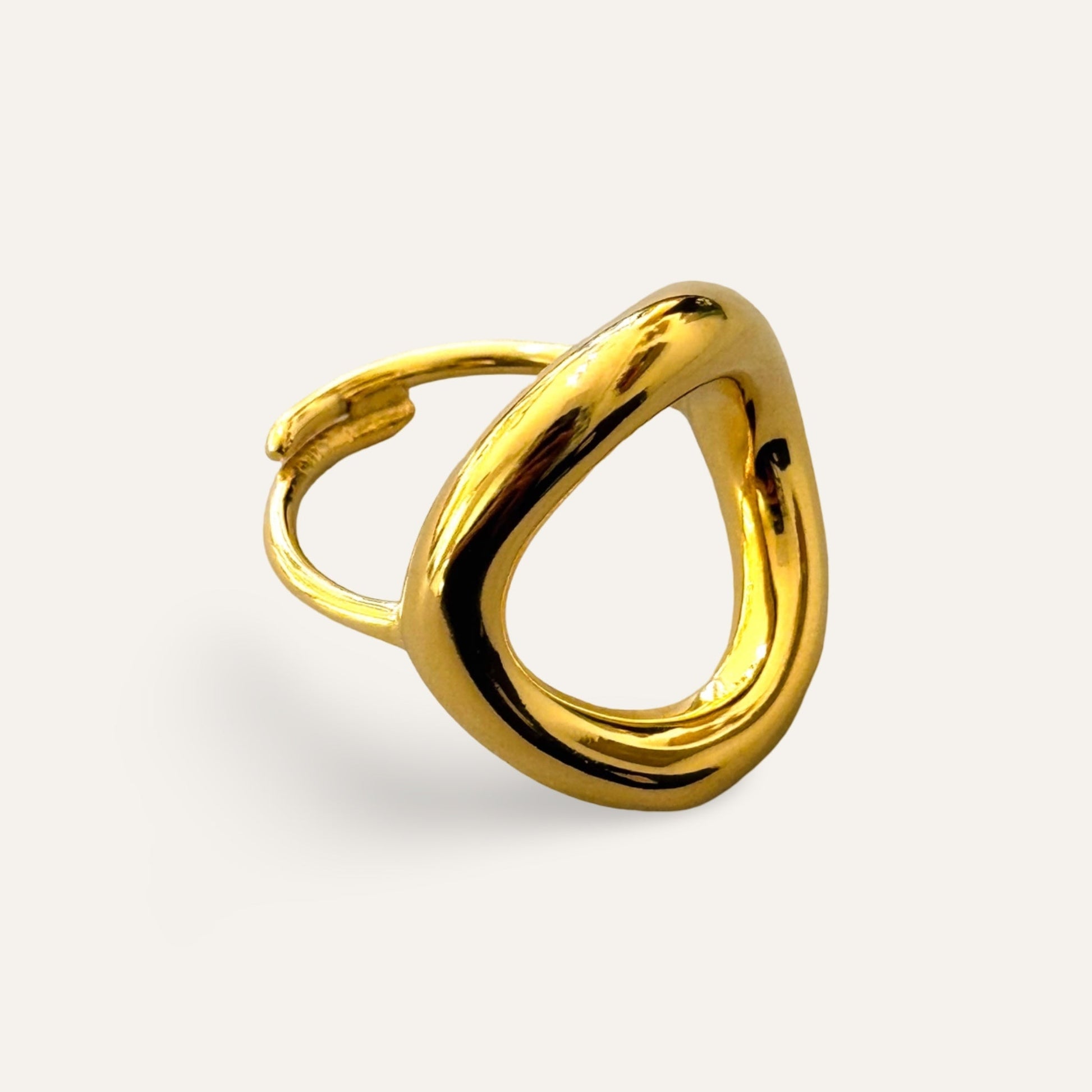 Time4Me adjustable gold-tone stainless steel ring with a polished oval design