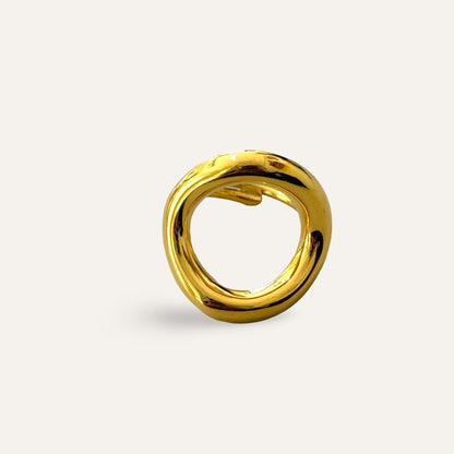 Time4Me adjustable gold-tone oval ring with a polished stainless steel finish for a versatile minimalist look.