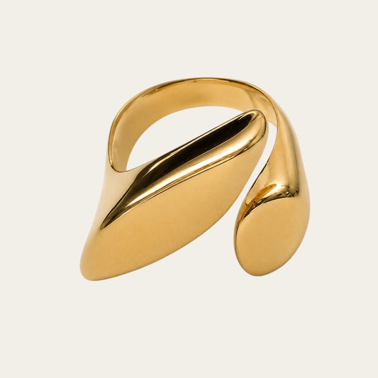 Time4Me duoform adjustable ring in polished gold-tone stainless steel with a modern sculptural design