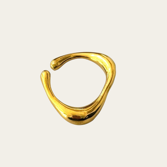 Time4Me gold adjustable ring with a smooth organic shape made from durable stainless steel