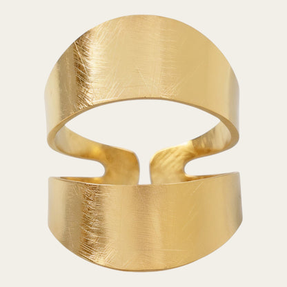 Time4Me brushed gold adjustable stainless steel ring with a modern open-band design