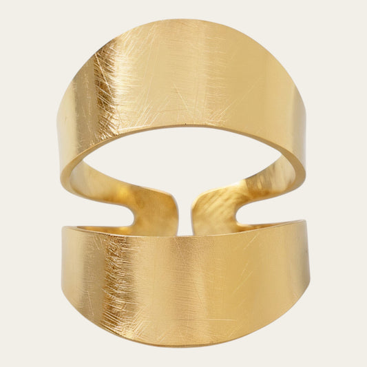 Time4Me brushed gold adjustable stainless steel ring with a modern open-band design