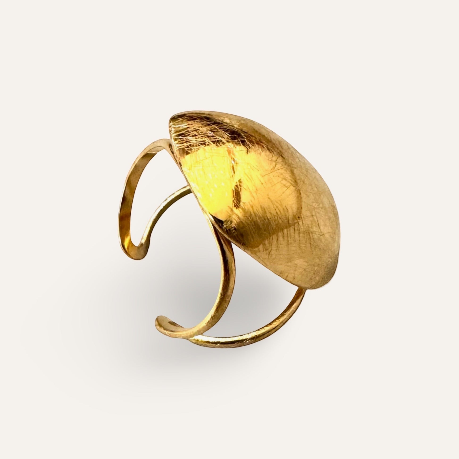 Time4Me gold-toned adjustable ring with a brushed, domed surface made of durable stainless steel.