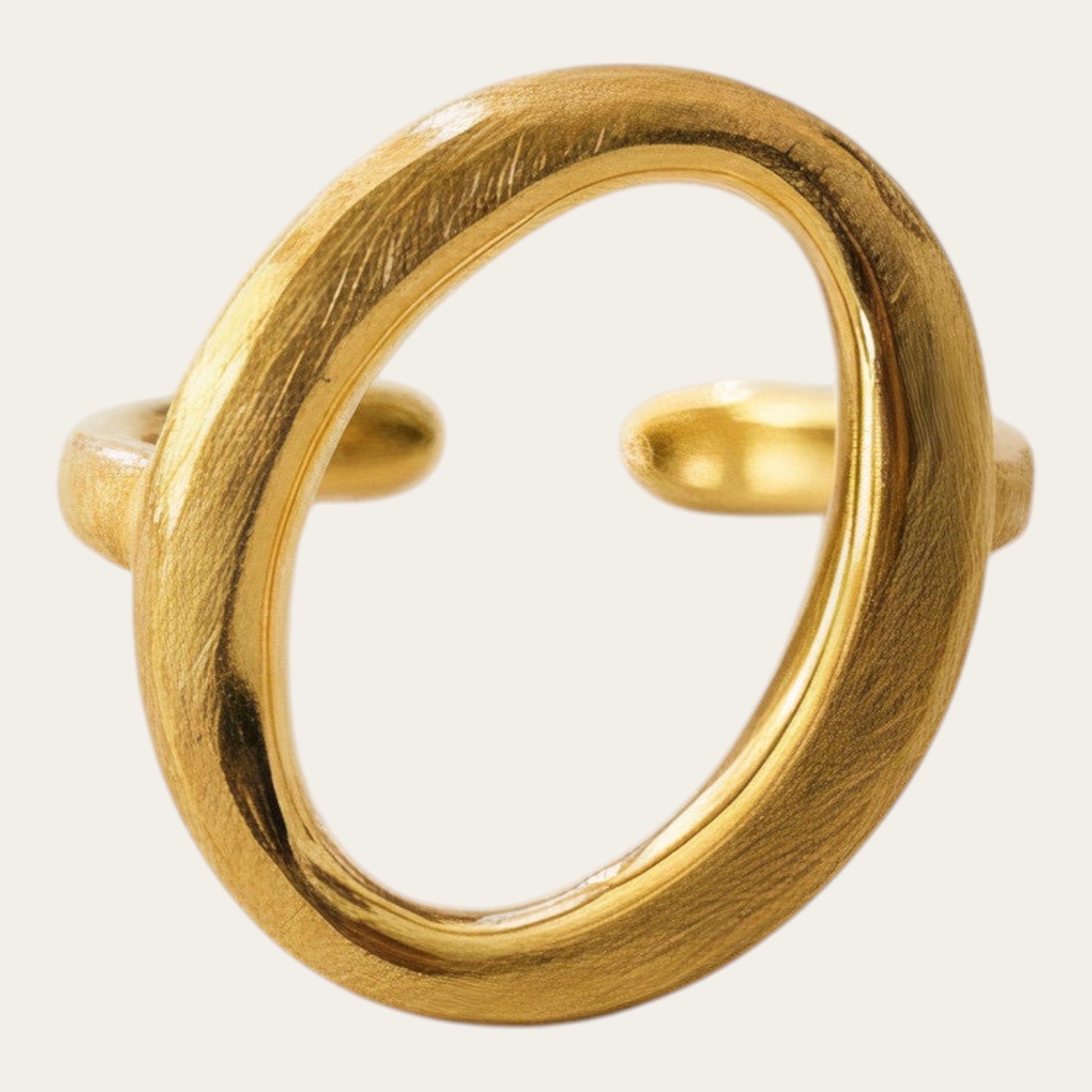Time4Me adjustable oval ring in brushed gold stainless steel with a minimalist open design