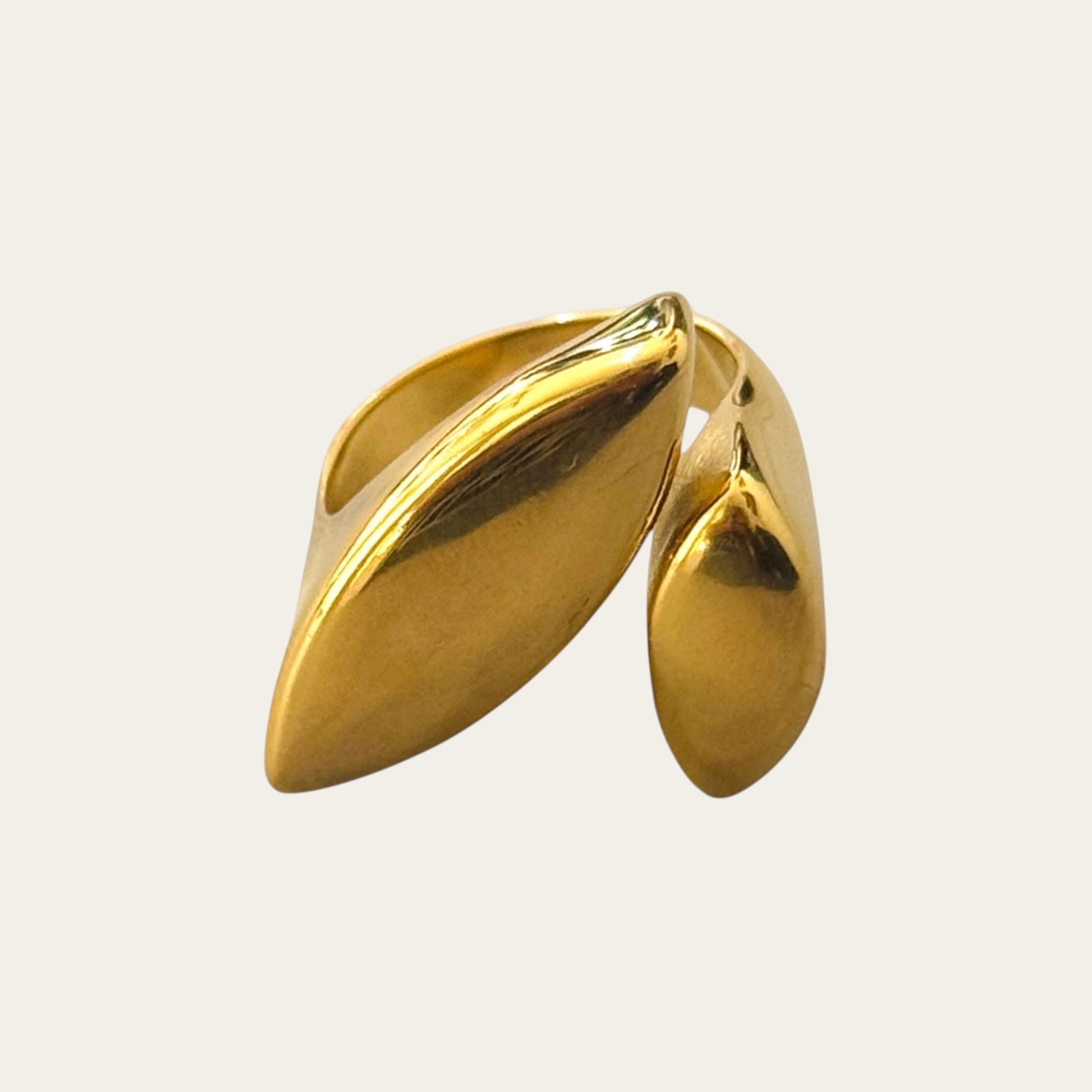 Time4Me gold-toned stainless steel duoform adjustable ring with a polished, sleek modern design.