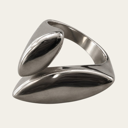 Time4Me duoform adjustable ring in polished silver-tone stainless steel with a modern sculptural design.