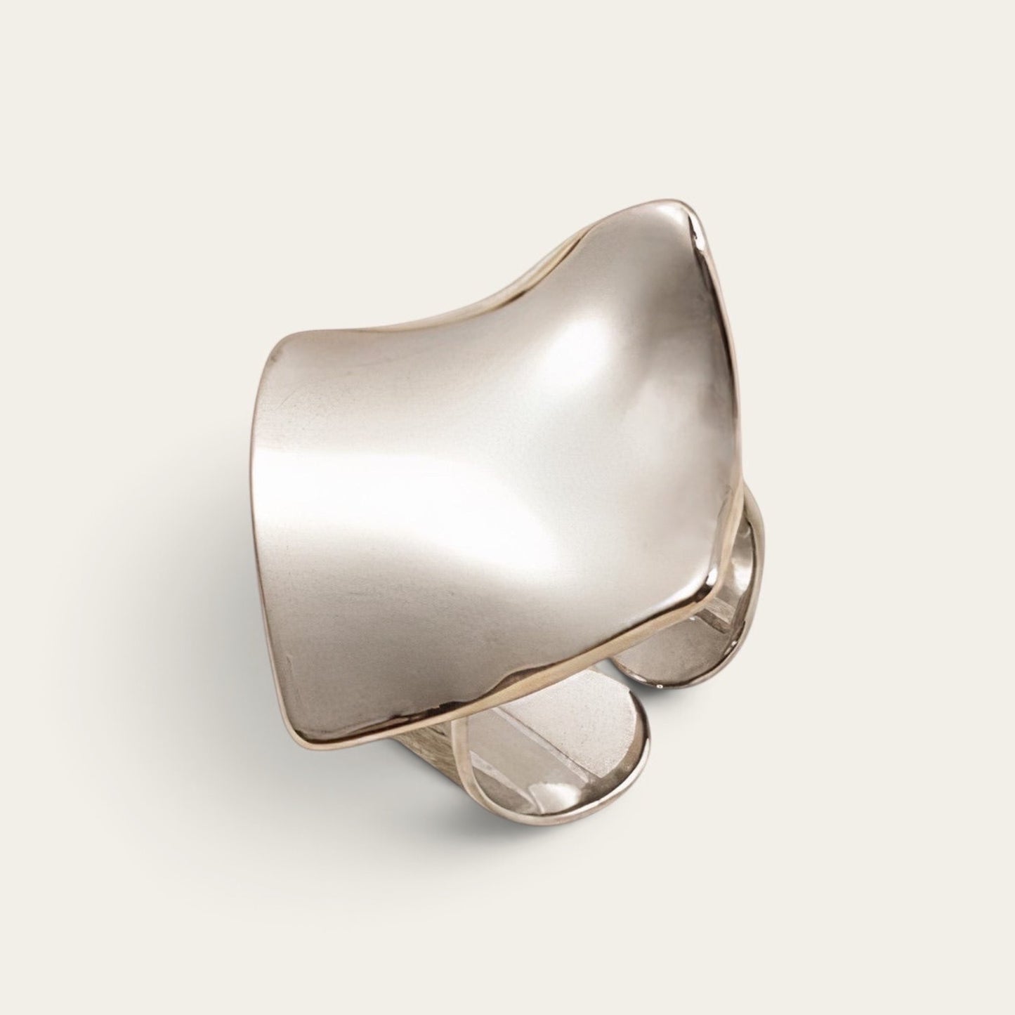 Time4Me adjustable silver-tone geometric rhombus ring made of durable stainless steel with a polished finish