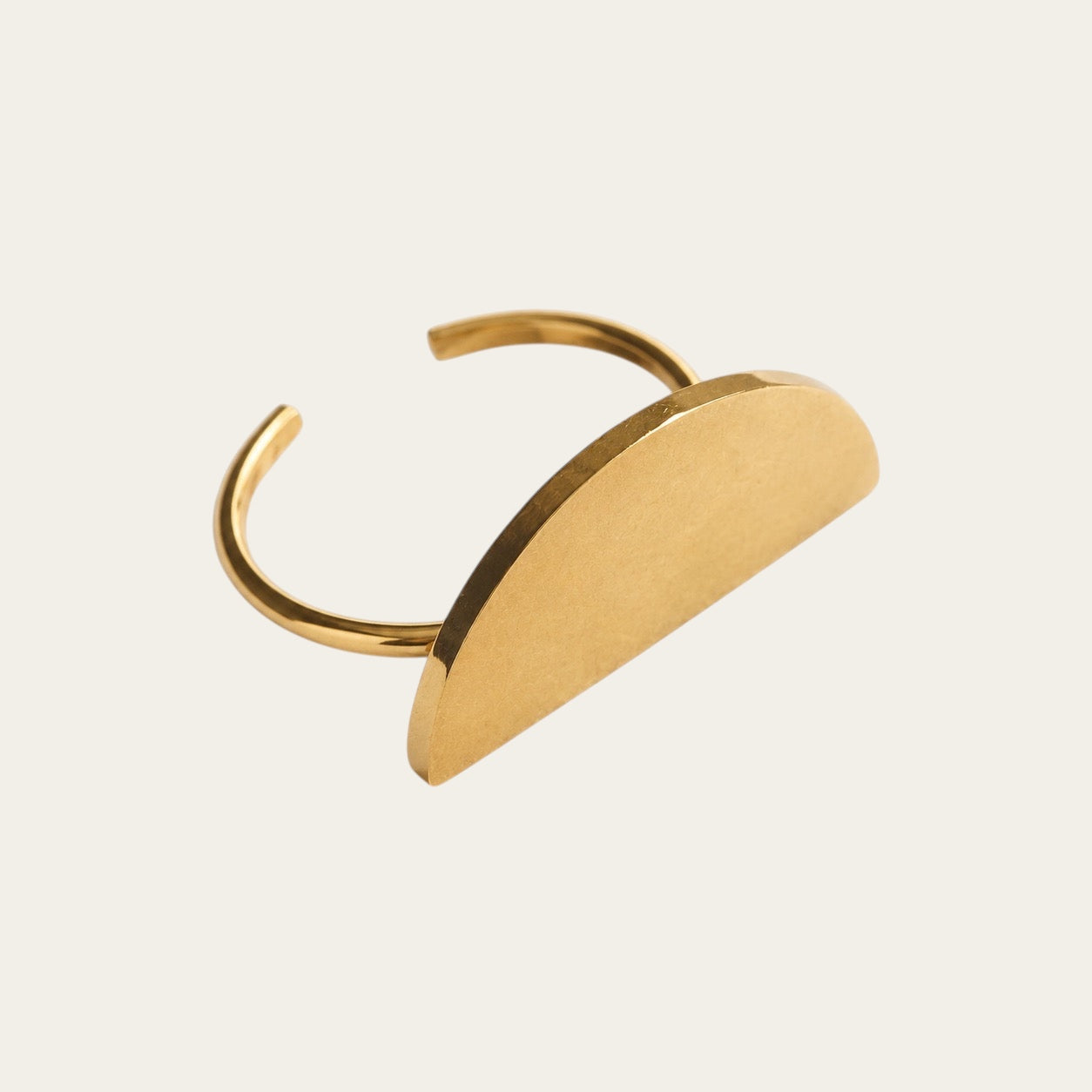 Time4Me gold adjustable ring featuring a thick semi-disc design, crafted from durable stainless steel.