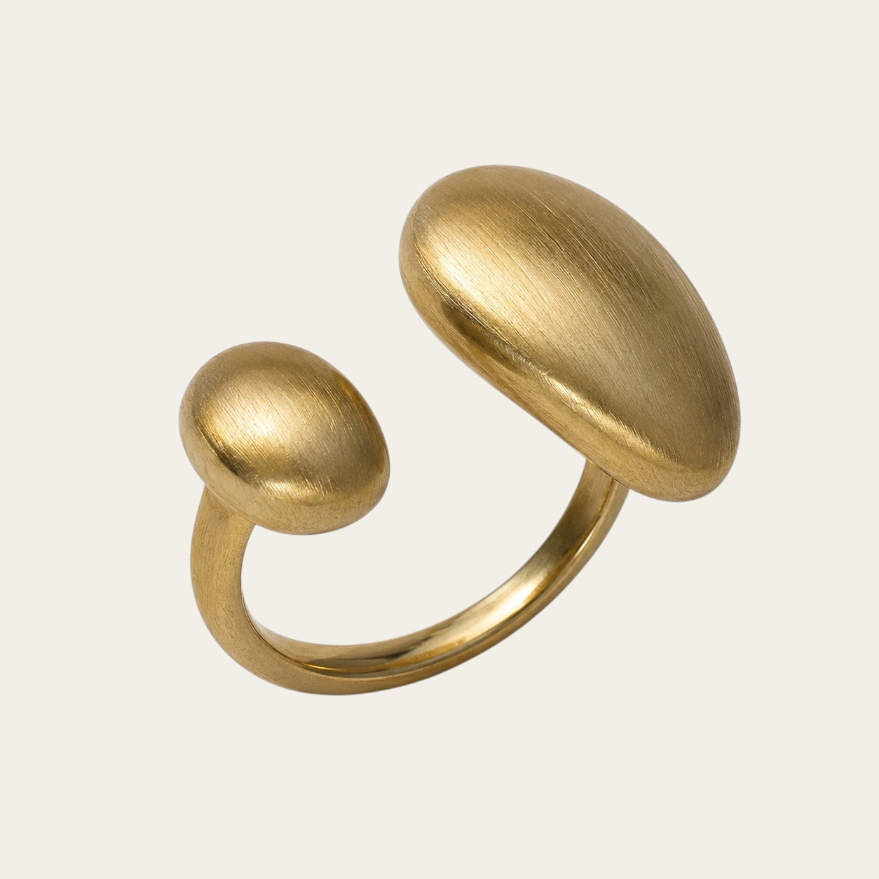 Time4Me adjustable gold-tone stainless steel ring with asymmetric brushed-finish bulbous shapes and open front design