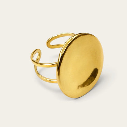 Time4Me adjustable gold-tone button-style ring made of stainless steel with a smooth polished finish