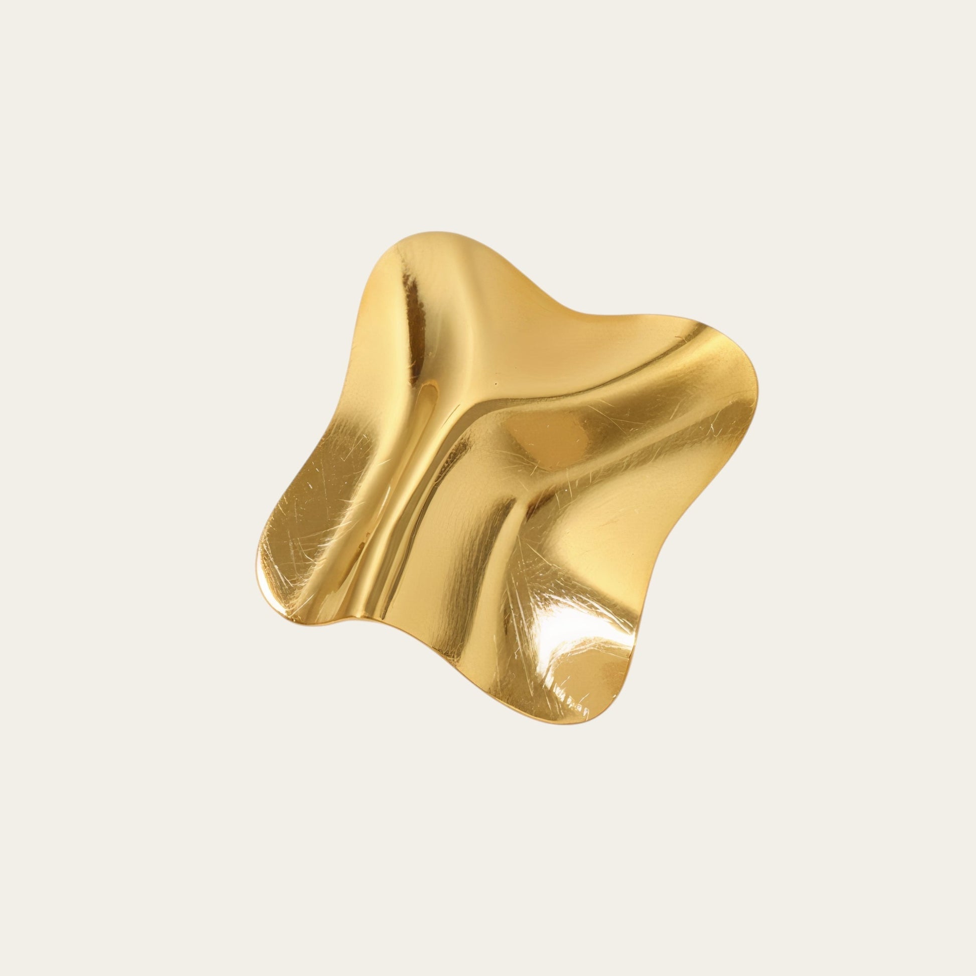 Time4Me gold square ring with a textured crinkled finish made from durable stainless steel
