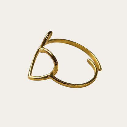 Time4Me gold-tone adjustable stainless steel ring featuring a delicate heart-shaped design
