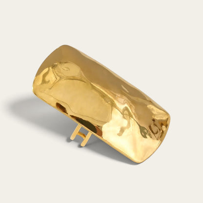 Time4Me gold-tone adjustable ring with a unique melted metal texture made from durable stainless steel