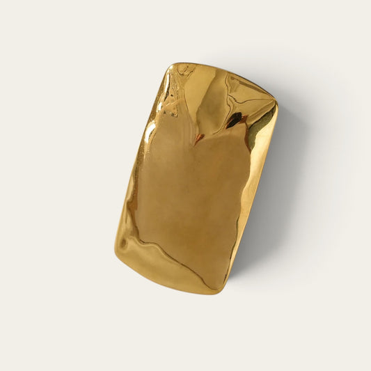 Time4Me gold adjustable ring with a unique melted metal texture made from durable stainless steel
