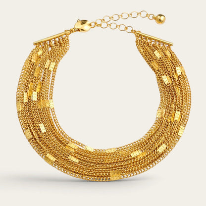 Time4Me gold-toned multi-strand chain bracelet made of durable stainless steel with an adjustable clasp