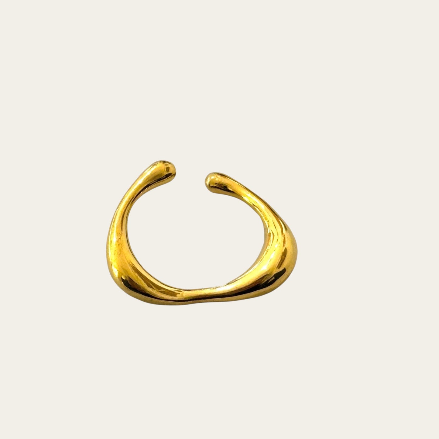 Time4Me gold adjustable ring with a smooth organic shape made from durable stainless steel