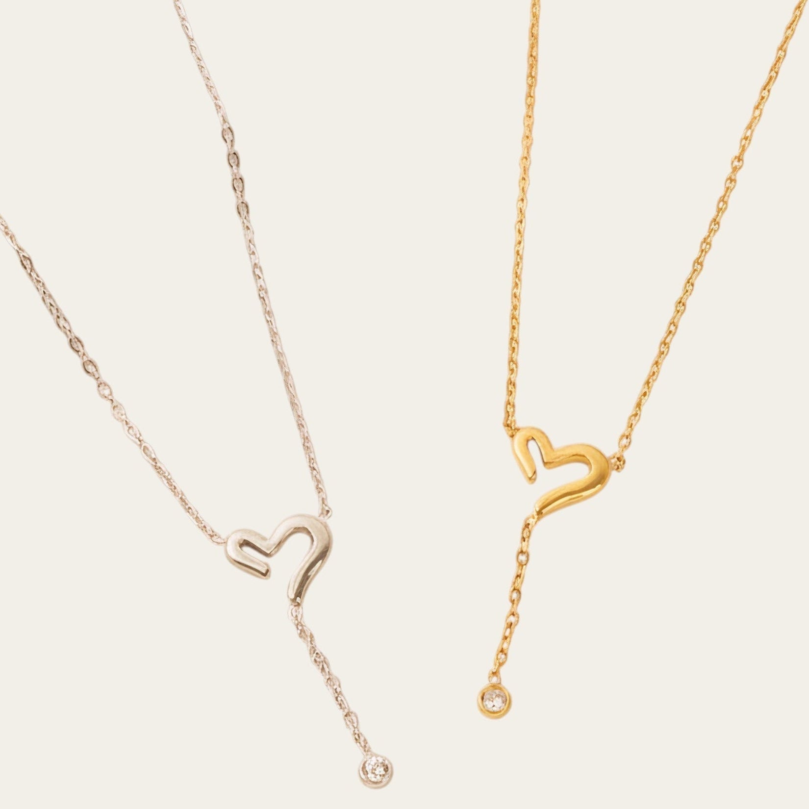 Time4Me gold and silver tone stainless steel necklaces with cutout heart pendants and dangling crystal accents