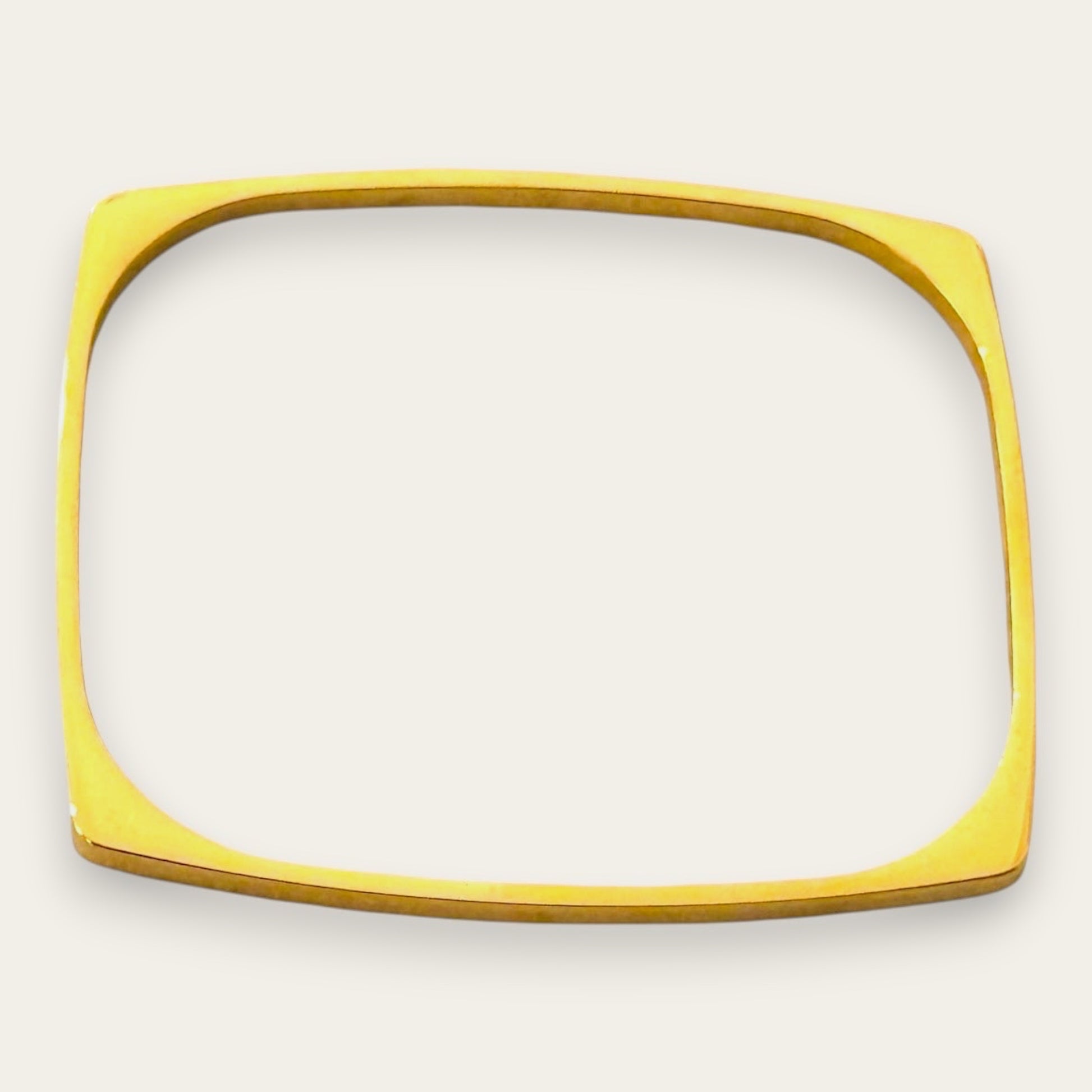 Time4Me gold-tone square stainless steel bangle bracelet with a 6.5cm diameter for elegant or casual wear.