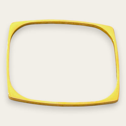 Time4Me gold-tone square stainless steel bangle bracelet with a 6.5cm diameter for elegant or casual wear.