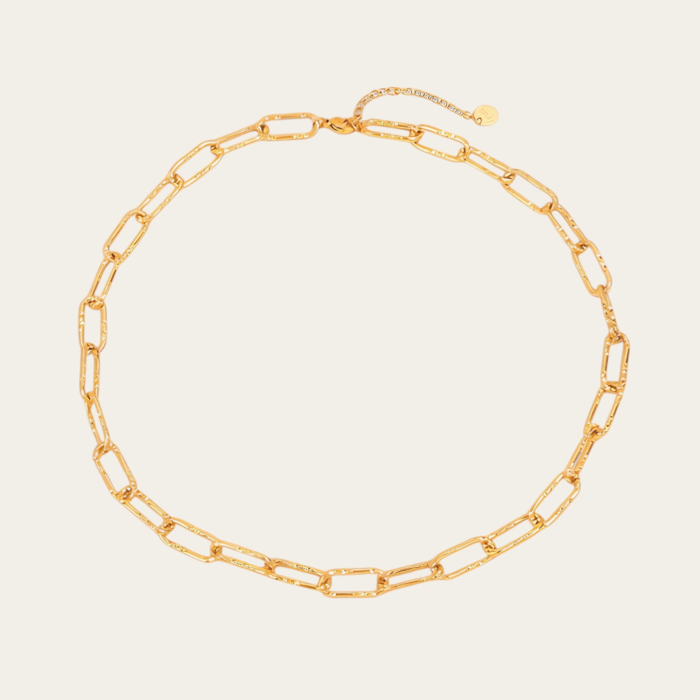 Time4Me gold chain necklace with elongated textured links and a shimmering finish in stainless steel