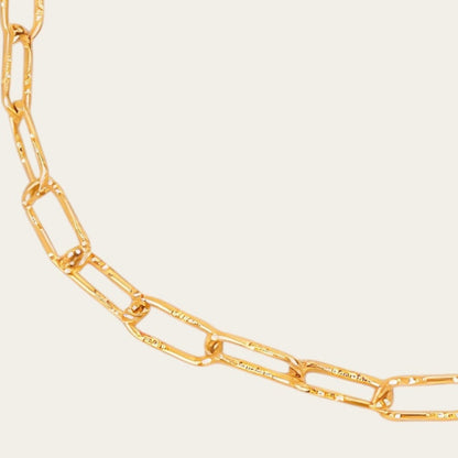 Time4Me gold chain necklace with elongated textured links and a shimmering finish in stainless steel