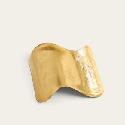 Time4Me gold cuff bracelet with a wavy design and brushed finish, made from durable stainless steel.