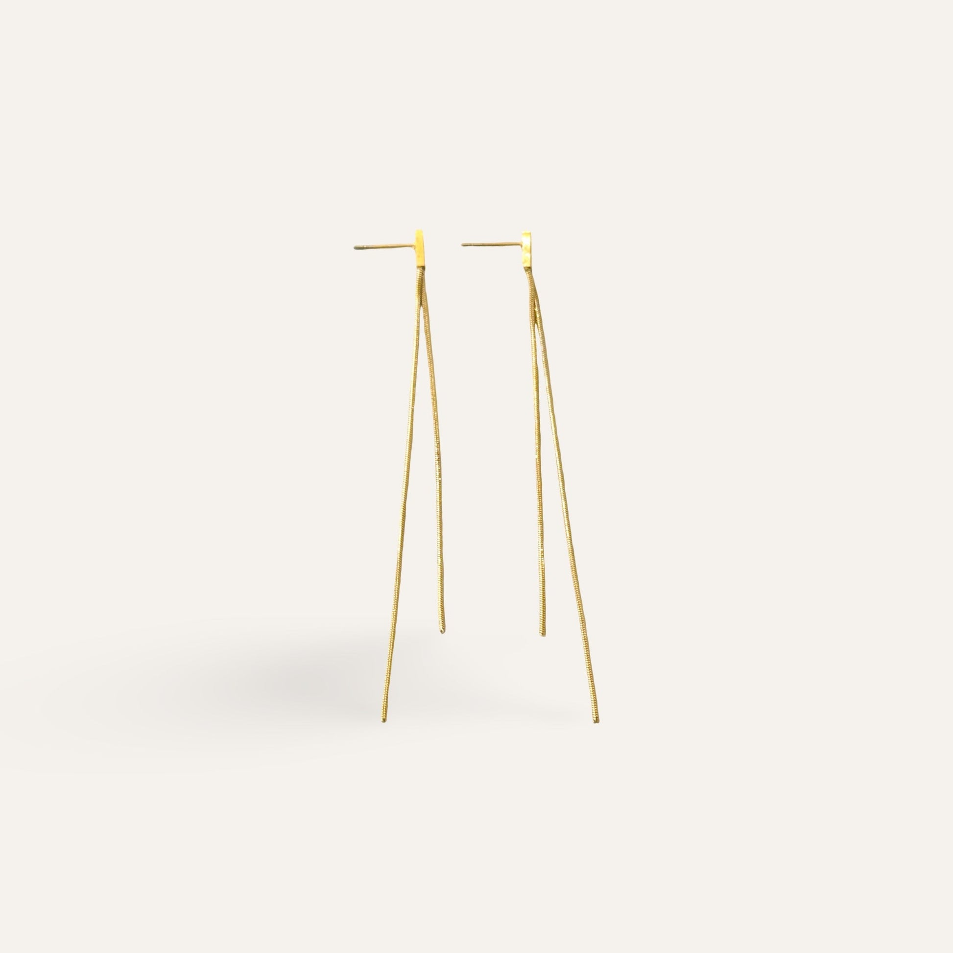 Time4Me 9cm long gold-tone stainless steel drop earrings with a minimalist thin chain design