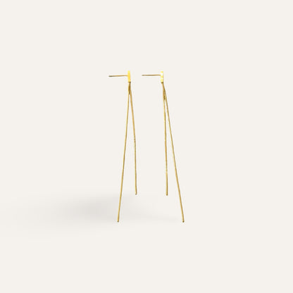Time4Me 9cm long gold-tone stainless steel drop earrings with a minimalist thin chain design