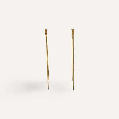 Time4Me long 9cm gold-tone stainless steel drop earrings with a minimalist chain design.