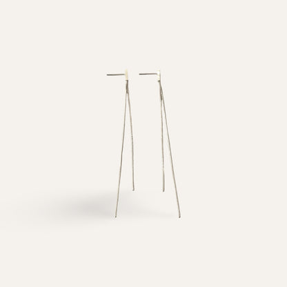 Time4Me long silver-tone stainless steel drop earrings with a minimalist chain design, 9cm length