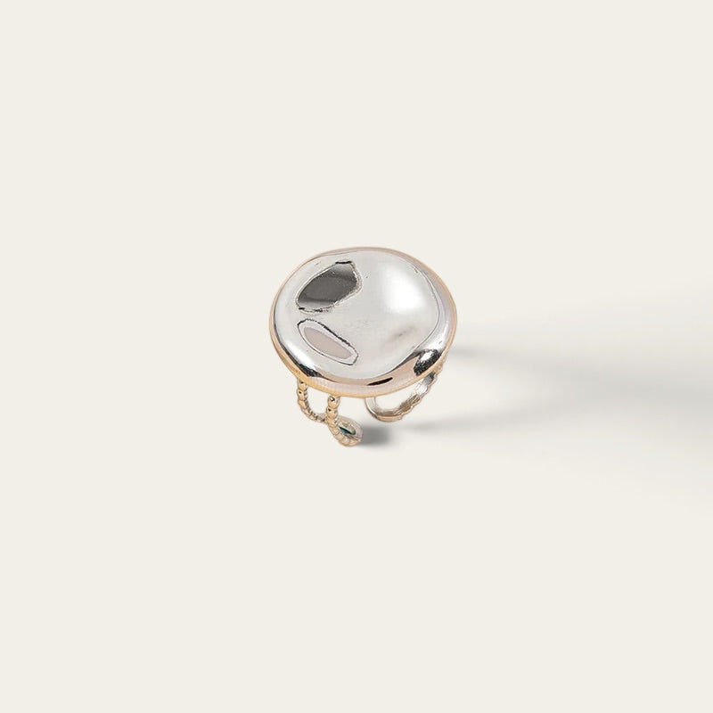 Time4Me silver button-style adjustable ring made of stainless steel with a smooth polished finish