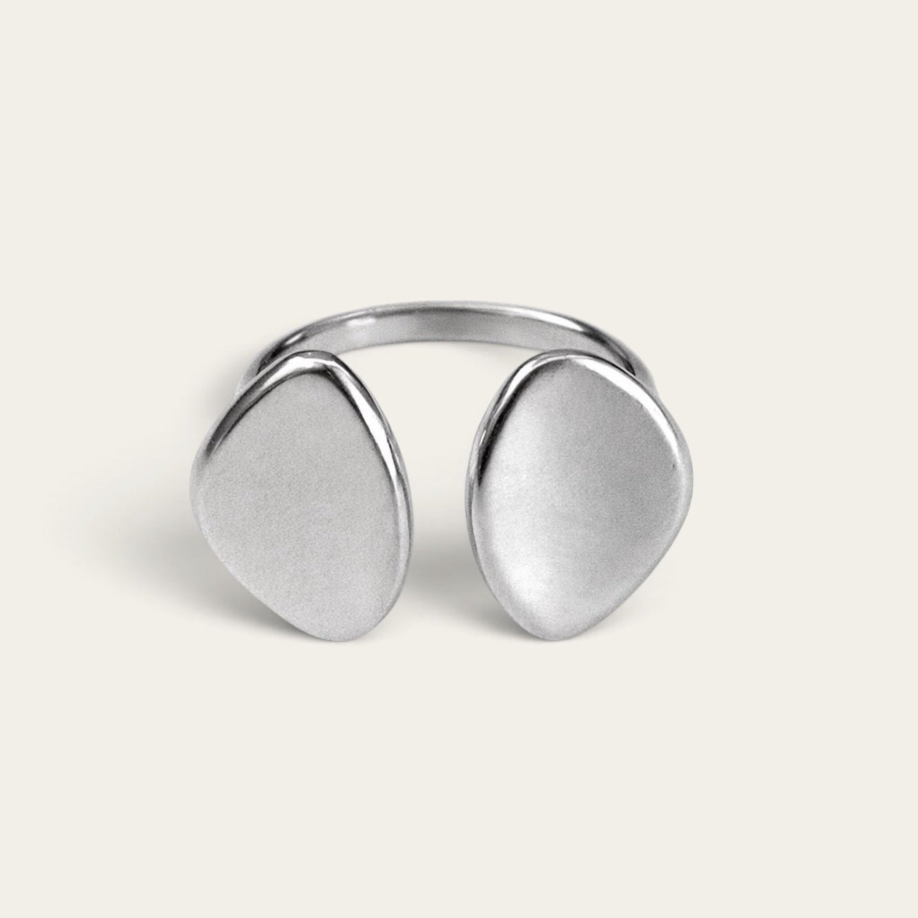 Time4Me silver-toned duo flat ring made of stainless steel with an adjustable open design