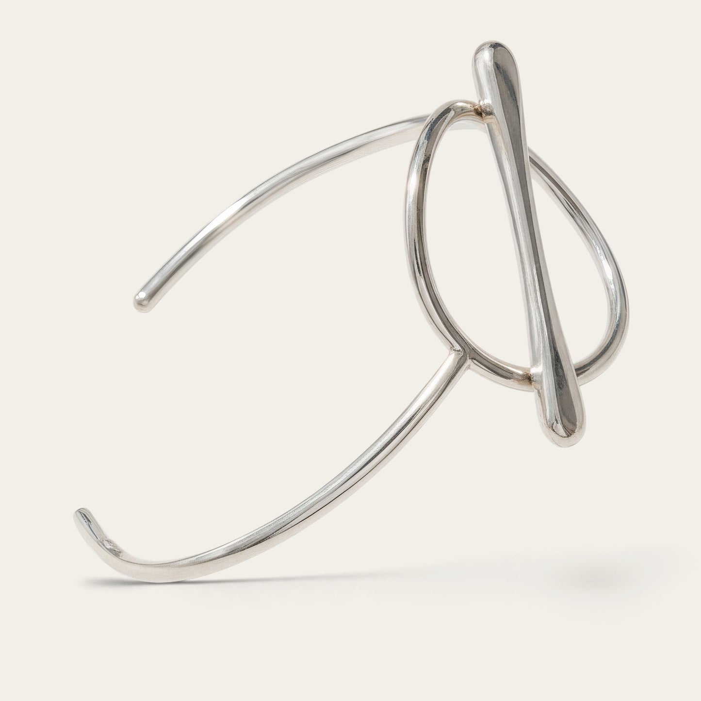 Time4Me silver open cuff bracelet featuring a minimalist geometric circle and bar design in stainless steel