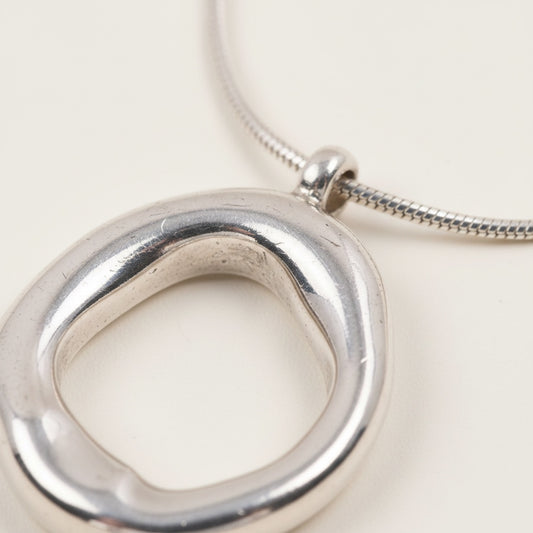 Time4Me silver snake chain necklace featuring a rounded mirror-effect ring pendant made of stainless steel