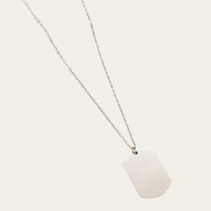 Time4Me silver stainless steel necklace with a rounded rectangular pendant suitable for custom engraving