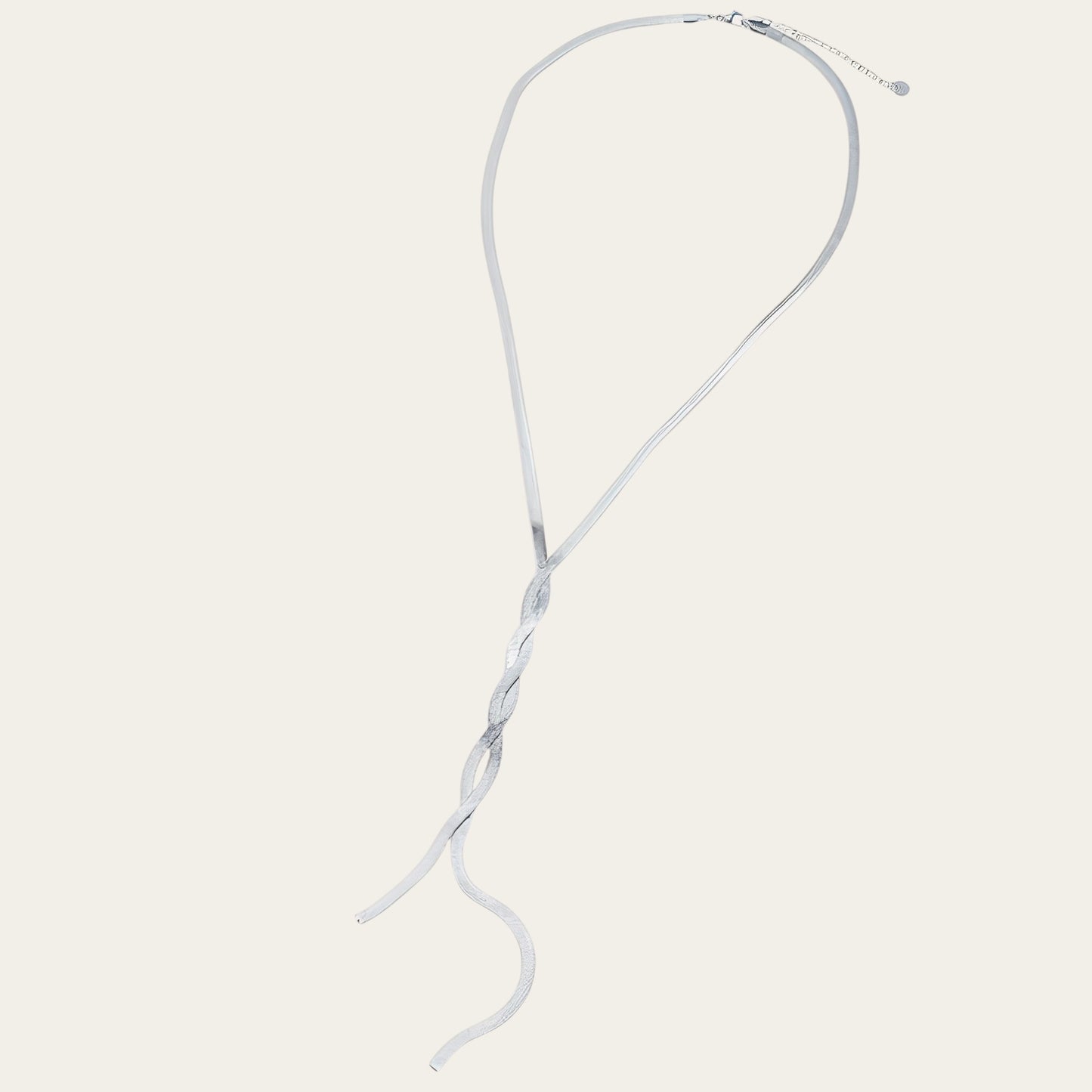 Time4Me silver Y-shaped necklace featuring a twisted snake chain design made from durable stainless steel